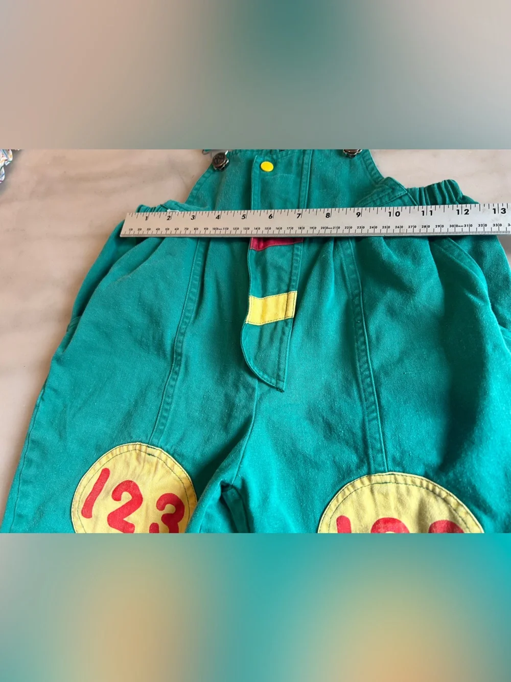Kids Green Number Patch Overalls
